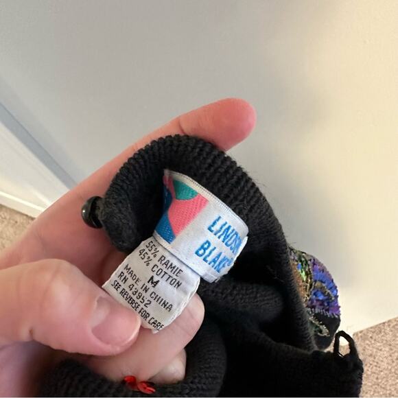 Vintage Lindsay Blake Black Sequin Sweater Medium - Picture 7 of 10